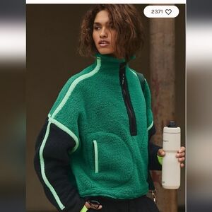 FREE PEOPLE MOUNTAIN HIGH 1/2 Zip Fleece.  Color Block XL NWT